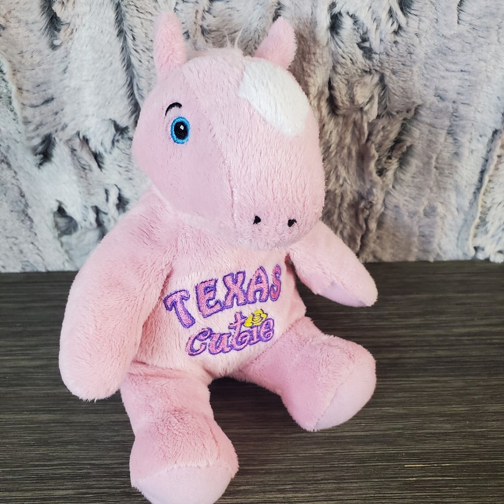 Texas Cutie Souvies Pink Pony Horse 8" Plush Stuffed Animal Embroidered‎ Belly